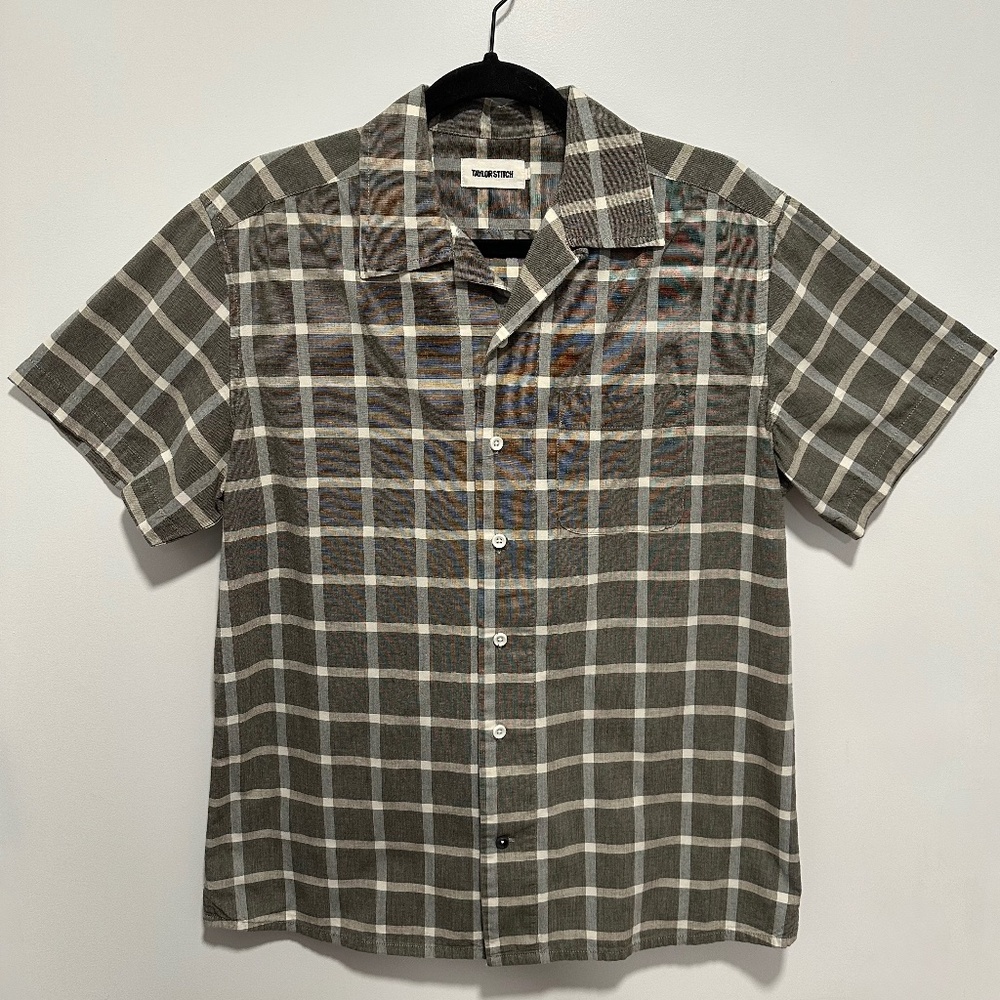 TAYLOR STITCH: The Short Sleeve Hawthorne in Espresso Plaid ( M, 40) LIKE-NEW